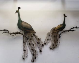 Lot # : 66 - Pair of metal peacock wall hangings
