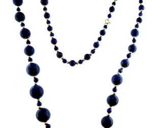 Lot # : 8 - Estate 14K gold blue Lapis Lazuli bead strand
