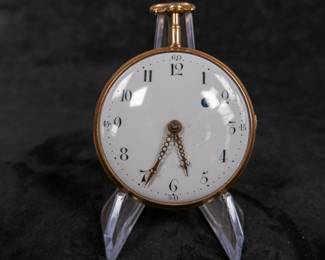 An 18k gold pocket watch with an enamel face and Arabic numerals. Originating from Sweden. Unknown maker. Circa early 19th Century. No key.
