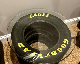 Goodyear glass topped side table