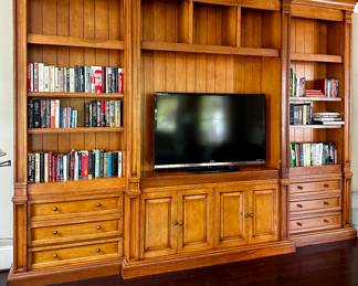 Old Biscayne Designs media cabinet and bookcases.  3 units.  144' L x 108"H x 18" D