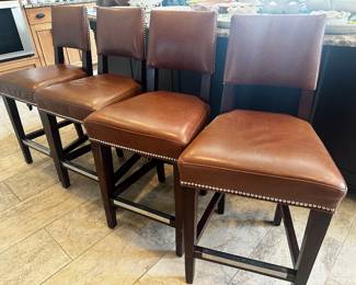 Custom Barstools.  Leather seats, nickel nailhead trim