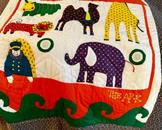 Hand made "Noah's Ark" quilt.