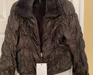 Sheared mink lined bomber jacket