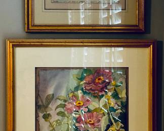 Top:  Original Oil by Caroline Cutrona "The Turret". Bottom:  Original watercolor