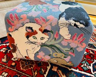 Custom needlepoint ottoman 