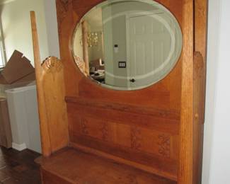 Beautiful antique oak hall tree. You won't find one as nice as this anytime soon! This item is being offered with a reserve price in place.  There will be no discount on this item.