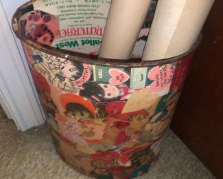 Darling Trash Can with decoupage Valentines
