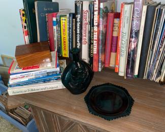 Blue 1976 Bicentennial Glass, Book Ends, More Books