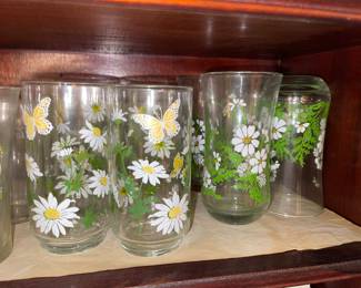 Libbey Daisies & Butterflies Drinking Glasses
