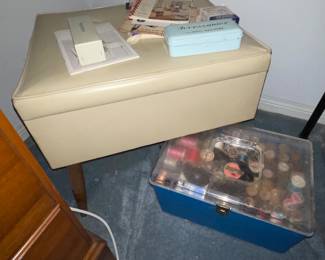 Sewing Stool with Storage, Box of Thread
