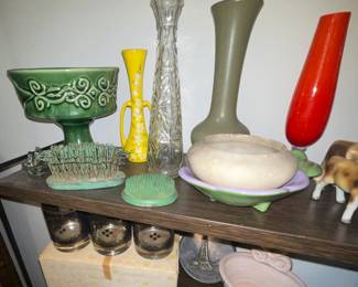 Flower frogs (sold), Pottery and Glass Vases