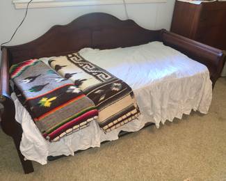 Day bed with trundle and mattresses, Vintage wool blankets