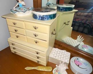 Ladies Jewelry Box, Powder Jars, Hand Ring Dish, Lipstick Holder