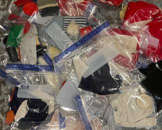 Bags of Vintage Barbie, Ken and Skipper Clothes