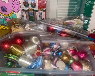 Bags of Vintage glass ornaments 