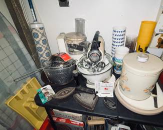 Old Mixer, Cast Iron Irons, Silverware Trays