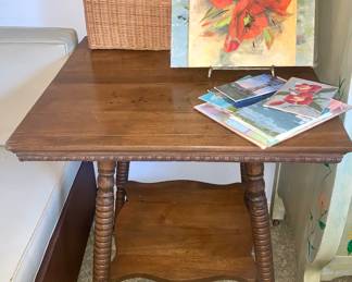 Spindle antique table Downstairs 