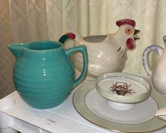 Bauer Pottery (sold) Chicken Pitcher (sold), Nortaki Plate