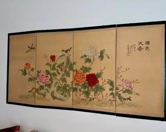 Silk Screen Asian Wall 4 Panel Screen