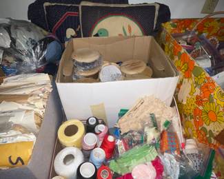 Crochet thread, pillows, Bags of Trims