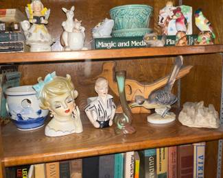 Vintage Porcelain and Pottery - Head-vase, Slat & Pepper Shakers,  Angels, Birds, Mc Coy Planter