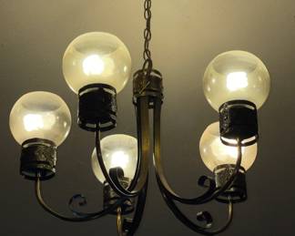 MCM Chrome and Smokey Glass Chandelier 