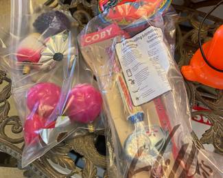 Vintage Christmas Bulbs, Glass Tree Topper, Vintage Toy Tin Space Top