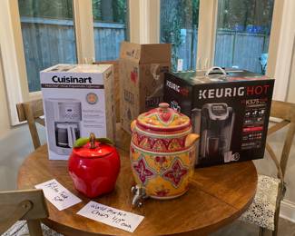 Variety of New coffee makers and amazing kitchen items Table and chairs for sale TOO!
