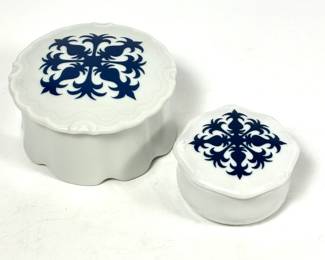 Hawaiian Quilts Pineapple Porcelain Boxes by Barbara Suzui Set of 2