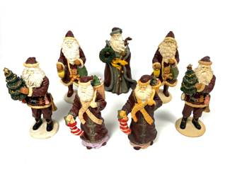 Vintage Santa Claus Figurine Collection, Including Thomas Kinkade "Emerald Isle Santa"