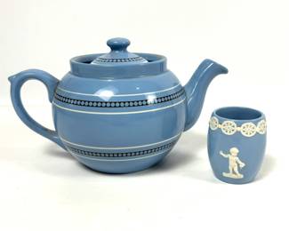 Vintage Blue Dudson Hanley Teapot & Small Cup