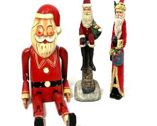 Three Santa Claus Collectible Figurines, Including Jim Shore Chimney Santa