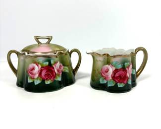 Vintage Royal Vienna Hand-Painted Sugar Bowl and Creamer Set