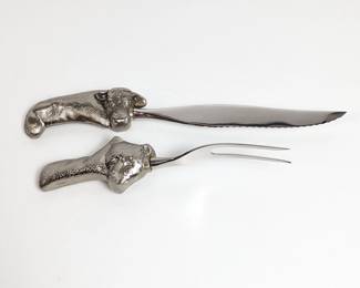 Fleetwood Designer Bear & Steer Handle Carving Knife and Fork Set
