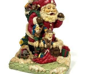 Santa Claus Figurine with Elves and Toys