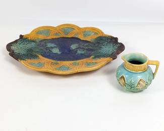 Vintage Majolica Platter & Pitcher