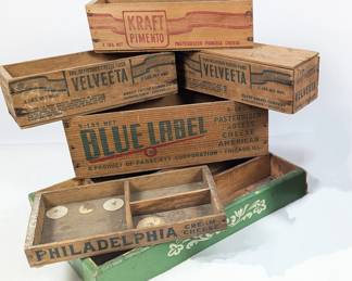 Vintage Wooden Cheese Crates - Kraft Pimento, Velveeta, Philadelphia Cream Cheese & More