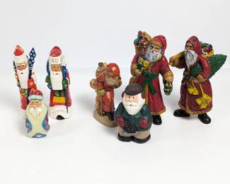 Vintage Santa Claus Figurine Collection - Hand-Painted Russian and Western Styles