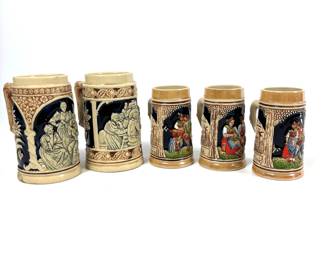 German Beer Stein Lot, Including Original King Stoneware Steins