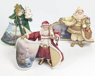 Three Thomas Kinkade Old World Santa Figurines