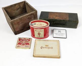 Vintage Tobacco Products Crate, Box & Tins