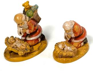 Vintage Santa Claus with Baby Jesus Figurines