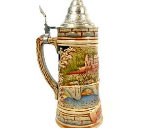 Vintage German Beer Stein - Heidelberg, Goebel, Merkelbach Manufaktur with Pewter Lid