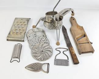 Vintage Kitchen Utensils Lot - Salad Maker, Graters, Knife & Slicer