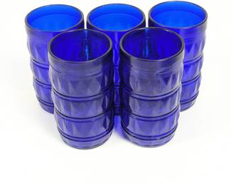Set of 5 Francesinho Brazil Diamond Pattern 300 ml. Cobalt Blue Tumblers