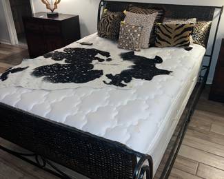 Available for pre-sale now. Iron and Wicker Decorator Queen Bed Frame is $45.00, (Electric Queen Bed is priced separately $145.00) . Call 407-590-8471 to view/purchase.