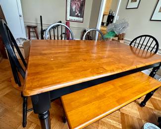 Farm table with 4 chairs and bench seat