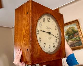 Double side antique Warren Telechron school clock