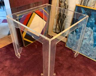 Jeffrey Bigelow lucite with glass top card table